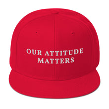 Load image into Gallery viewer, Our Attitude Matters BRANDED Snapback Hats, we have a purpose to do good