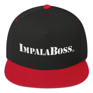 Flat Bill snapback adjustable hat  –White embroidered Impala Boss logo