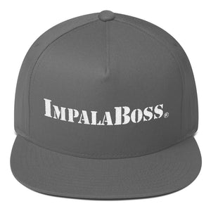 Flat Bill snapback adjustable hat  –White embroidered Impala Boss logo