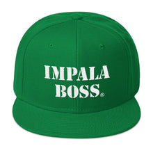 Load image into Gallery viewer, Flat bill snapback adjustable hat  –White embroidered Impala Boss logo