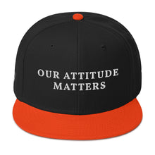 Load image into Gallery viewer, Our Attitude Matters BRANDED Snapback Hats, we have a purpose to do good