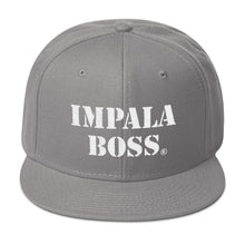 Load image into Gallery viewer, Flat bill snapback adjustable hat  –White embroidered Impala Boss logo