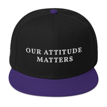 Load image into Gallery viewer, Our Attitude Matters BRANDED Snapback Hats, we have a purpose to do good