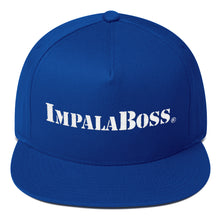 Load image into Gallery viewer, Flat Bill snapback adjustable hat  –White embroidered Impala Boss logo