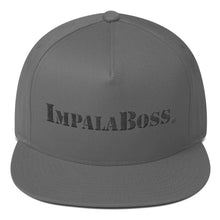 Load image into Gallery viewer, Flat Bill snapback adjustable hat   –Black embroidered Impala Boss logo