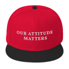 Load image into Gallery viewer, Our Attitude Matters BRANDED Snapback Hats, we have a purpose to do good