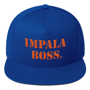 Flat Bill snapback adjustable hat  –Orange embroidered Impala Boss logo