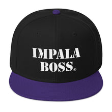 Load image into Gallery viewer, Flat bill snapback adjustable hat  –White embroidered Impala Boss logo