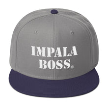 Load image into Gallery viewer, Flat bill snapback adjustable hat  –White embroidered Impala Boss logo